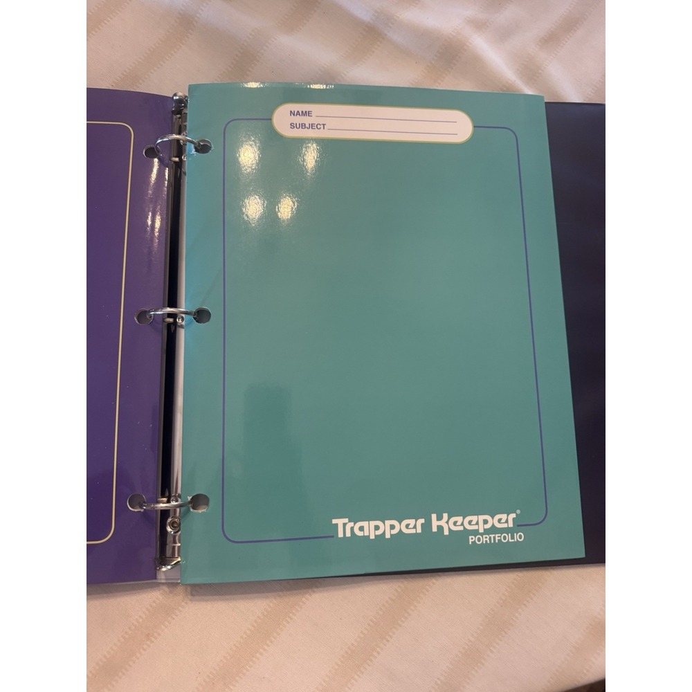 Vintage Mead Trapper Keeper Retro 1.5" 3 Ring Binder 80s 90s Retro Dolphin Glow - Picture 3 of 6